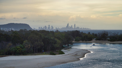 Surfers Paradise. City view, Sunset,  Gold Coast Queensland Australia.