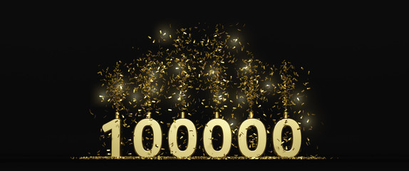 100K followers thank you illustration 3D rendering