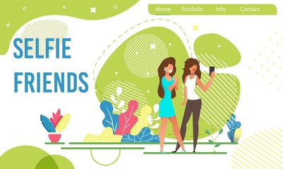 Landing Page with Female Friends Taking Selfie