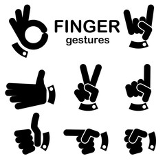 popular finger gestures icons set. Vector