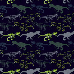 Abstract seamless vector pattern for girls, boys, clothes. Creative background with Jurassic period, dinosaur creative Funny wallpaper for textile and fabric. Fashion style. Colorful bright