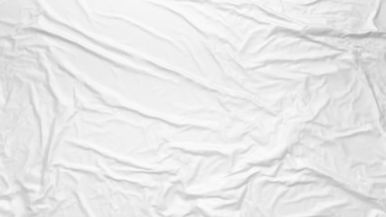 White wrinkled fabric texture. Paste poster template. Glued paper or fabric mockup.