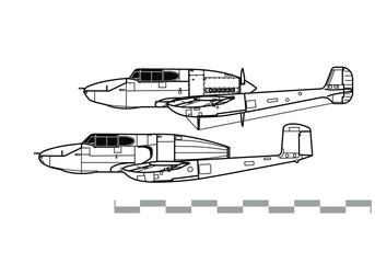Saab 21. Outline vector drawing