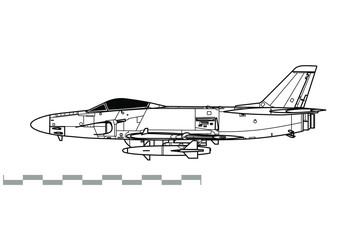Saab 32 Lansen. Outline vector drawing