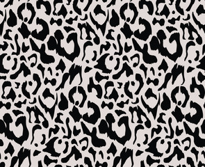 leopard pattern texture repeating seamless monochrome black white. Textile print.