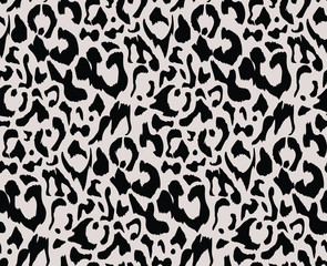 leopard pattern texture repeating seamless monochrome black white. Textile print.