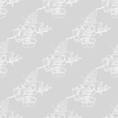 seamless pattern with flowers and butterflies