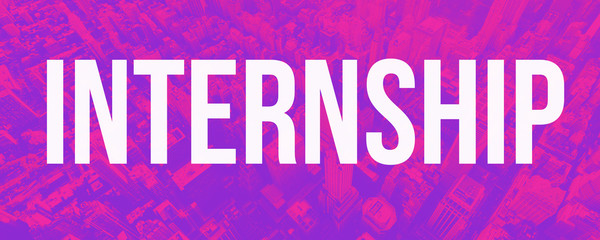 Internship theme with duotone gradient big city aerial background