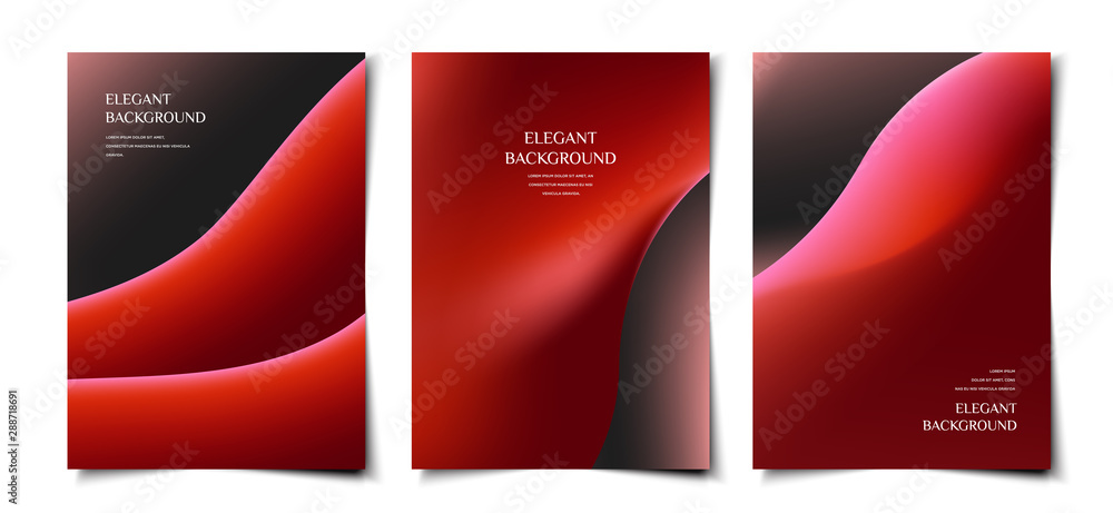 Wall mural Set of elegant smooth abstract fluid shape cover, poster, wallpaper design template