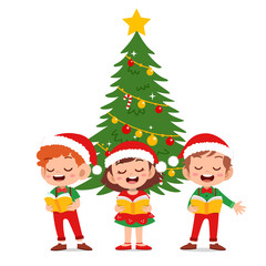 Obraz na płótnie Canvas happy kids christmas sing musical