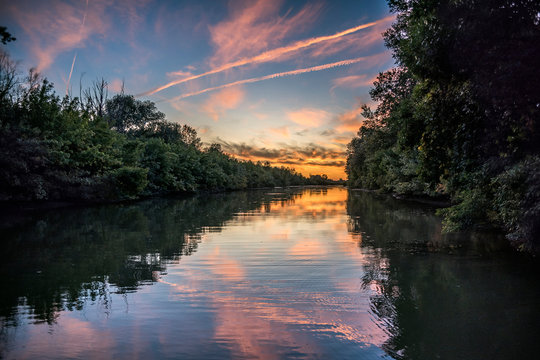 The Sunset Sky Over The River Don