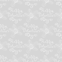 Valentine's Day seamless pattern with orchid flower