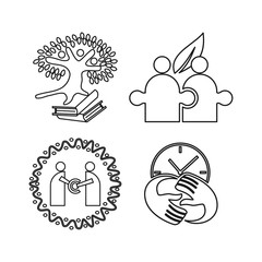 book time leaf tree Commitment Teamwork Together Outline Logo