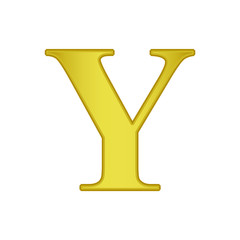 Gold letter Y. Golden alphabet.  Beautiful capital letters.