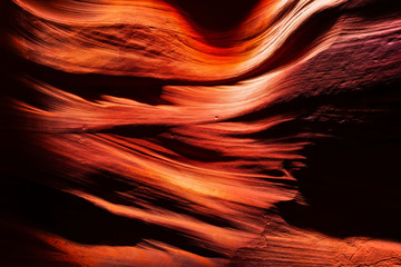View of Upper Antelope Canyon shined by sunlight with beautiful color in Arizona, USA.