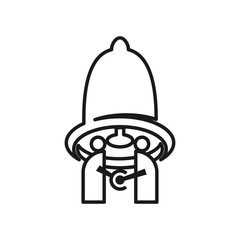 bell handshake people Commitment Teamwork Together Outline Logo