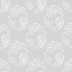 paisley seamless pattern, hand drawn indian cucumber, sketch