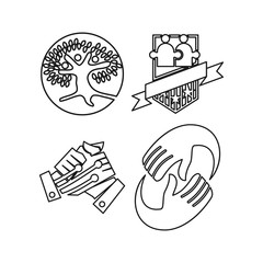 tree shied electric Commitment Teamwork Together Outline Logo