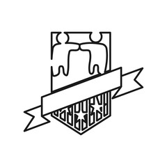 shield ribbon empty Commitment Teamwork Together Outline Logo