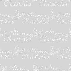Christmas tree toys, holly pattern with handwritten lettering merry christmas