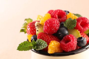 mixed fruit salad and mint