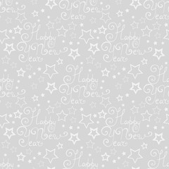 Christmas seamless pattern with stars and handwritten happy new year
