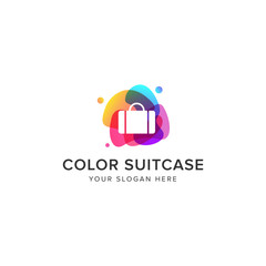 color suitcase logo vector icon