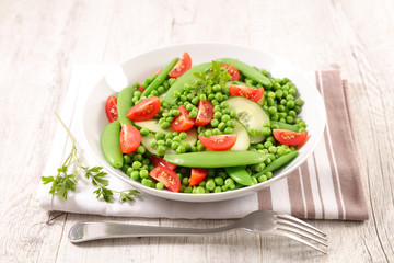 green pea, bean, cucmber and tomato salad