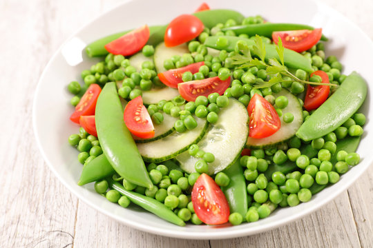 green pea, bean, cucmber and tomato salad