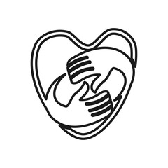 Love Heart hand Commitment Teamwork Together Outline Logo
