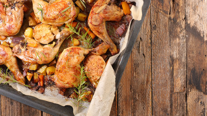 grilled chicken leg with vegetables
