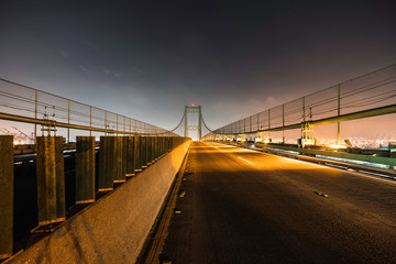Fototapeta na wymiar Night view of Vincent Thomas Bridge to Terminal Island in Los Angeles, California. 