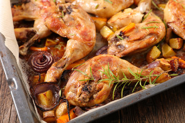 grilled chicken leg with vegetables