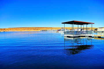 View of Glen Canyon and Lake Powell at Glen Canyon National Recreation Area in northern Arizona, USA.