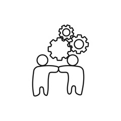 Gears Friend Commitment Teamwork Together Outline Logo