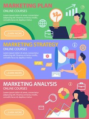 Poster Marketing Analysis Online Courses Flat.