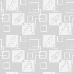 tropical palm leaves and square seamless floral pattern