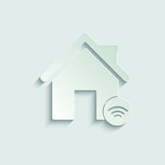    house icon. smart home icon.  paper icon  with shadow 