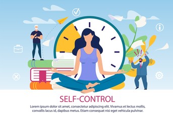 Prompt Flyer Inscription Self-control, Cartoon.