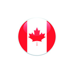 Canada  round flag . closy flag of Canada  - vector button. 