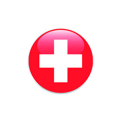 Swiss  round flag . closy flag of Swiss  - vector button. 