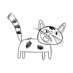 Fototapeta na wymiar Cartoon cat. Vector outline illustration on a white background.