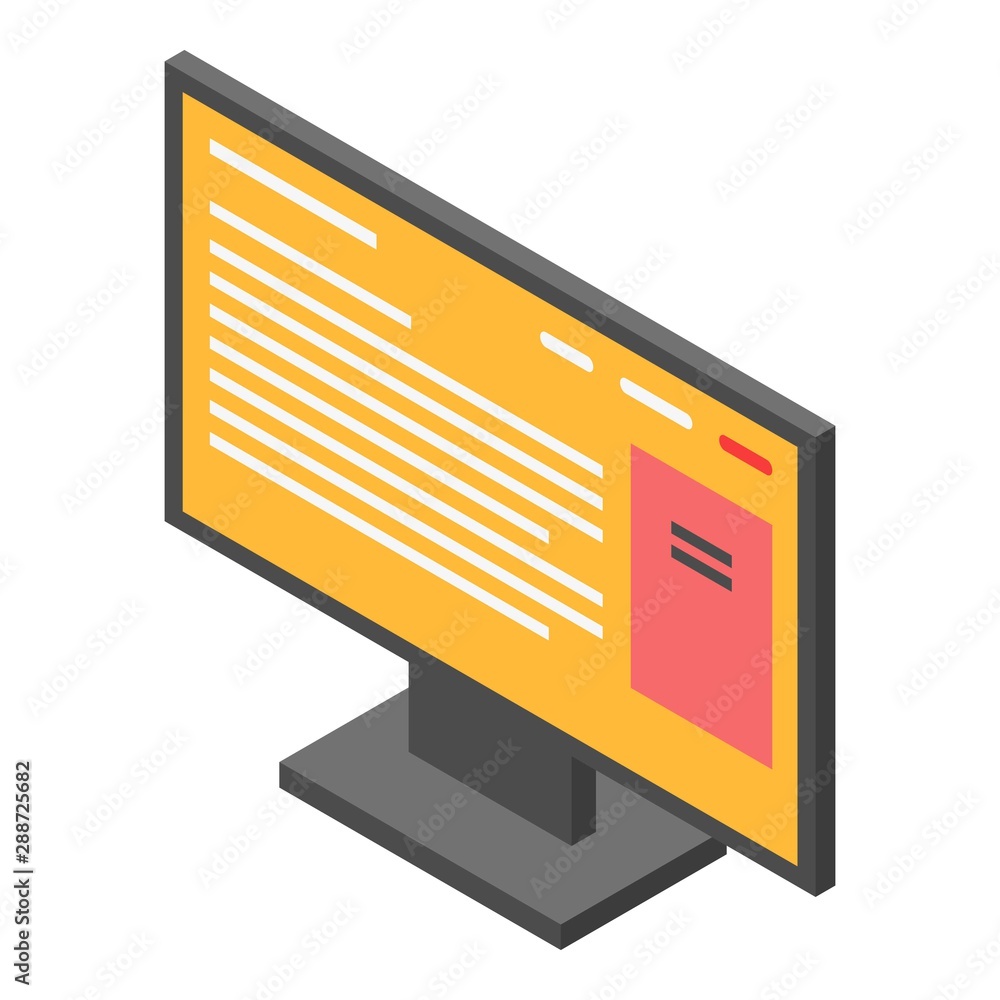 Poster computer monitor icon. isometric of computer monitor vector icon for web design isolated on white ba