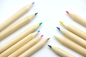 Obraz premium Group of mix pencil colors on white background.