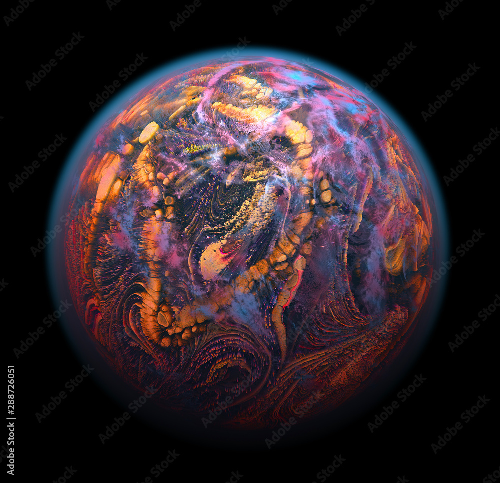 Wall mural a colorful 3d render of an abstract sphere of multicolors on a black background