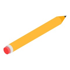 Yellow pencil icon. Isometric of yellow pencil vector icon for web design isolated on white background