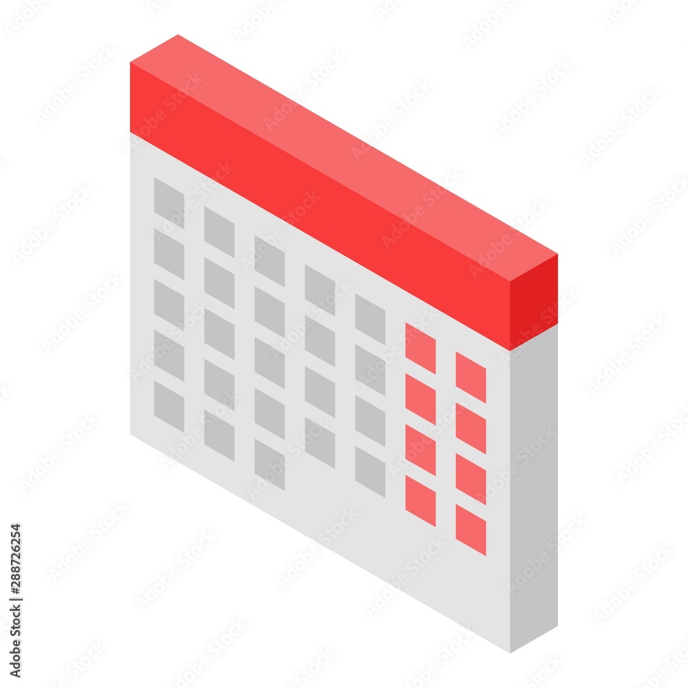 Aufkleber calendar icon. isometric of calendar vector icon for web design isolated on white background