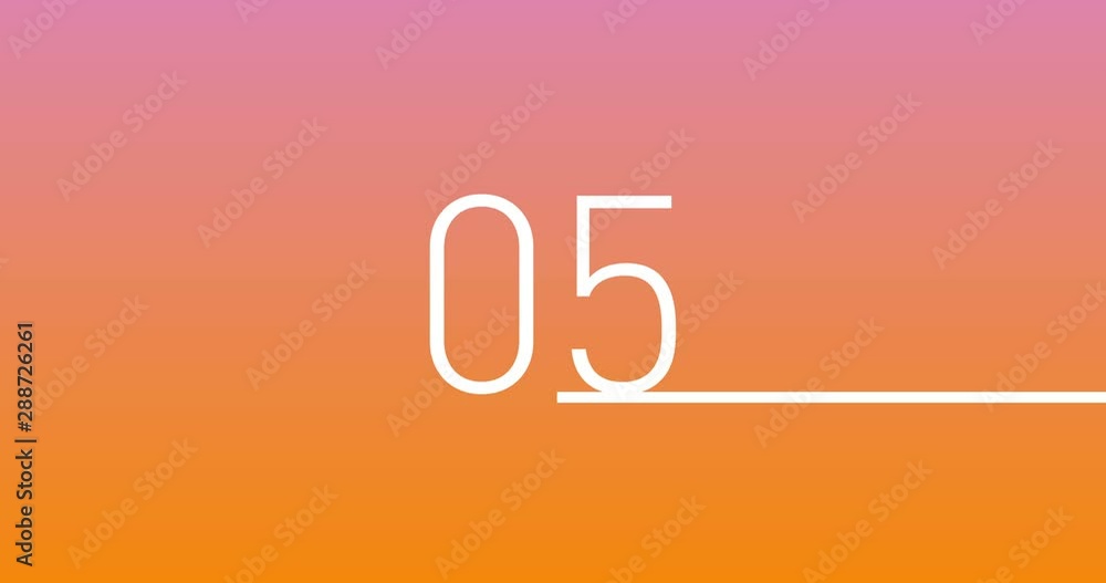 Poster countdown from 10 to 0 with movement slider indicating the passing time, modern flat design and mini