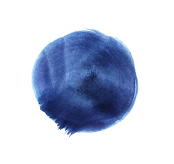 Abstract watercolor background. iridescent round spot irregularly shaped. blue purple circle on a white background. Hand-drawn graphic element.