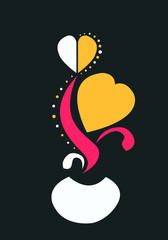 The resulting flower is in a yellow heart in a white pot on a black background.